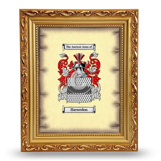 Harwedon Coat of Arms Framed - Gold