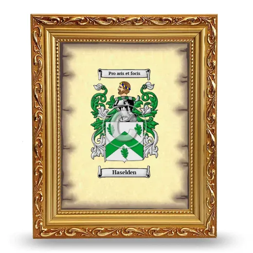Haselden Coat of Arms Framed - Gold