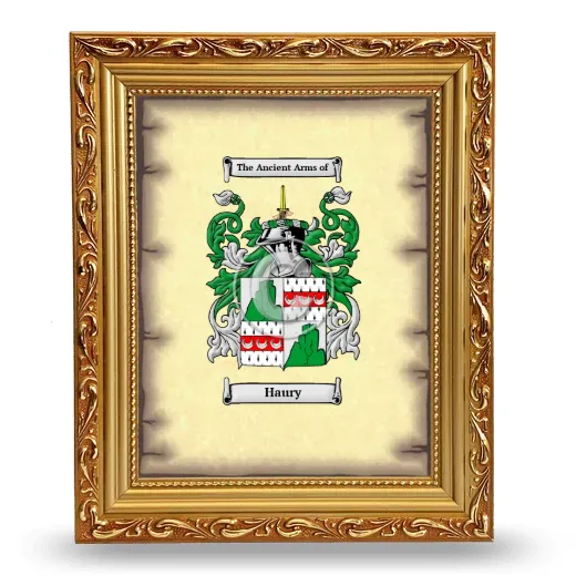 Haury Coat of Arms Framed - Gold