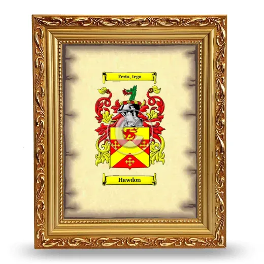 Hawdon Coat of Arms Framed - Gold
