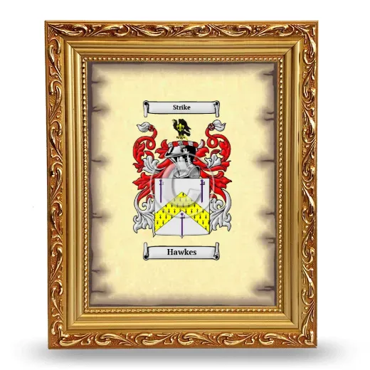 Hawkes Coat of Arms Framed - Gold