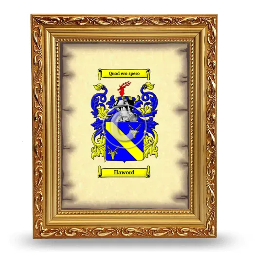 Haword Coat of Arms Framed - Gold