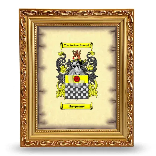 Haypenny Coat of Arms Framed - Gold