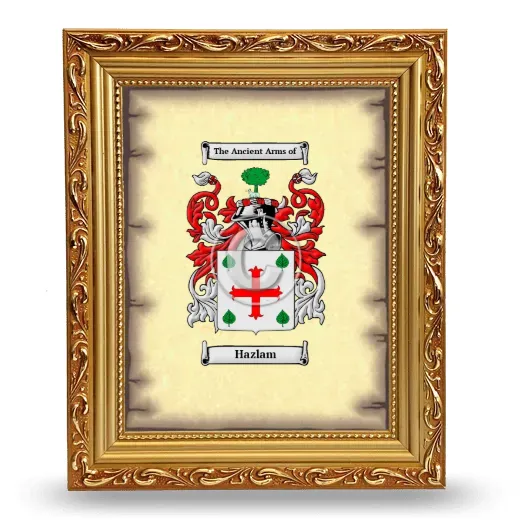 Hazlam Coat of Arms Framed - Gold