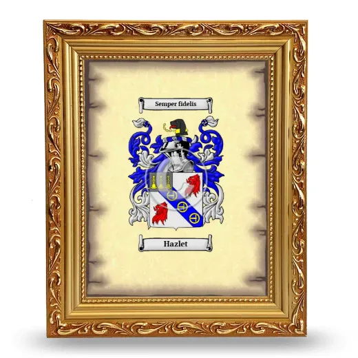 Hazlet Coat of Arms Framed - Gold