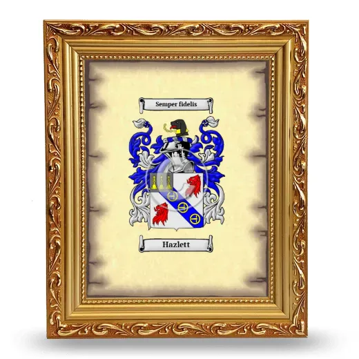 Hazlett Coat of Arms Framed - Gold