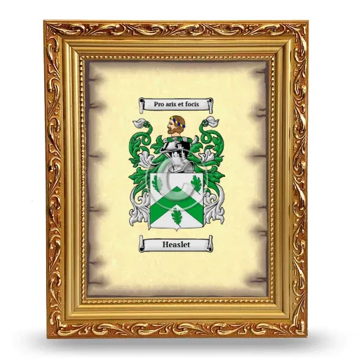 Heaslet Coat of Arms Framed - Gold