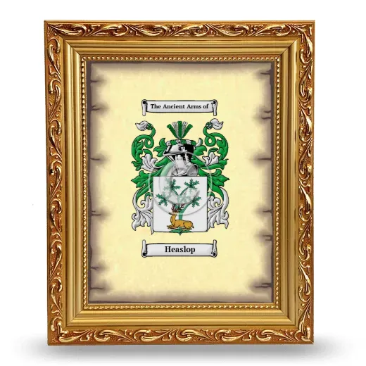 Heaslop Coat of Arms Framed - Gold