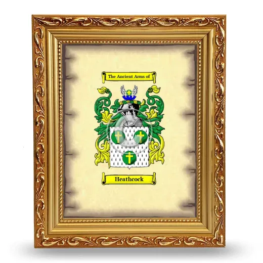 Heathcock Coat of Arms Framed - Gold