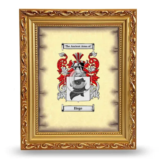 Hege Coat of Arms Framed - Gold