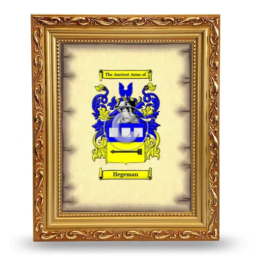 Hegeman Coat of Arms Framed - Gold