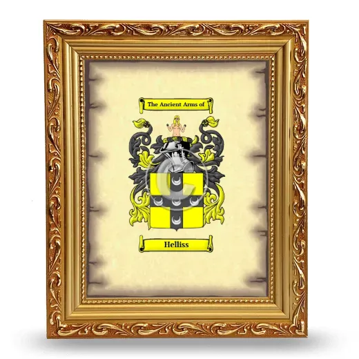 Helliss Coat of Arms Framed - Gold