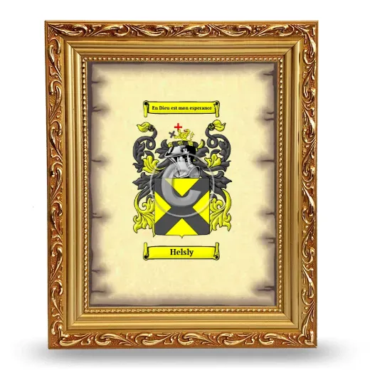 Helsly Coat of Arms Framed - Gold