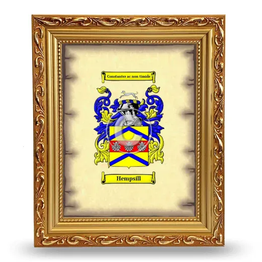 Hempsill Coat of Arms Framed - Gold