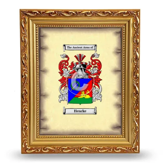 Hencke Coat of Arms Framed - Gold