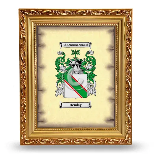 Henday Coat of Arms Framed - Gold