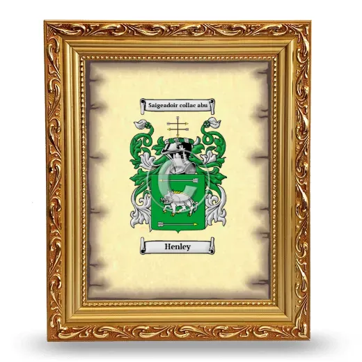 Henley Coat of Arms Framed - Gold
