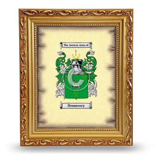 Hennessey Coat of Arms Framed - Gold
