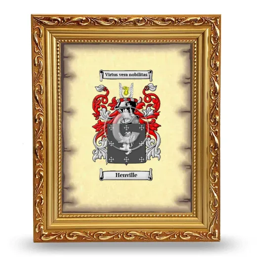 Henville Coat of Arms Framed - Gold