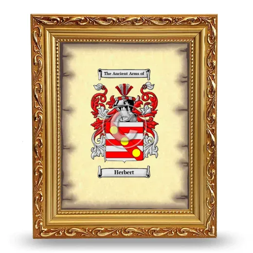 Herbert Coat of Arms Framed - Gold