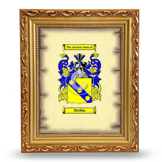 Herbin Coat of Arms Framed - Gold