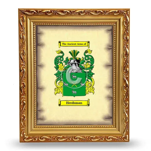 Herdsman Coat of Arms Framed - Gold