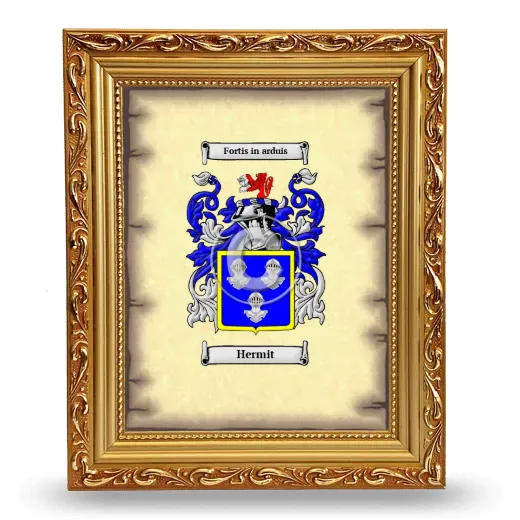 Hermit Coat of Arms Framed - Gold