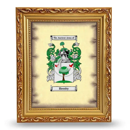 Herrity Coat of Arms Framed - Gold