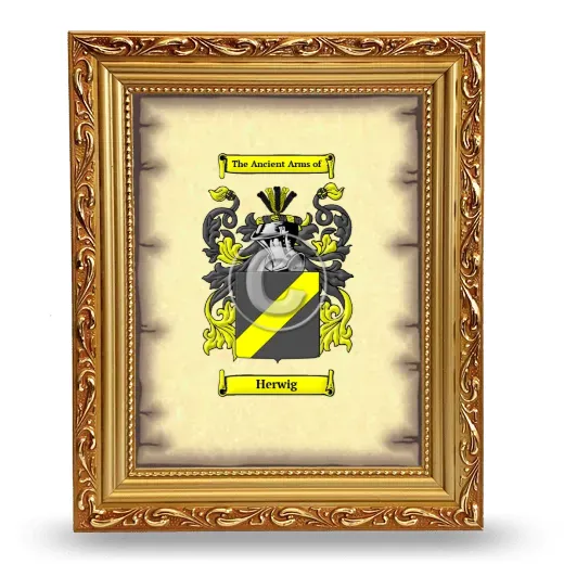 Herwig Coat of Arms Framed - Gold