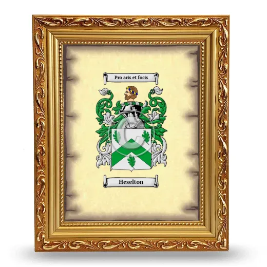 Heselton Coat of Arms Framed - Gold