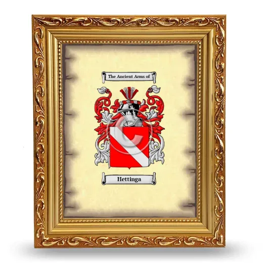 Hettinga Coat of Arms Framed - Gold