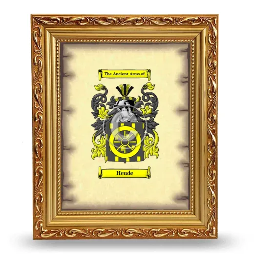 Heude Coat of Arms Framed - Gold