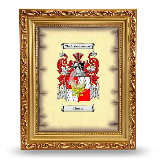 Hewis Coat of Arms Framed - Gold