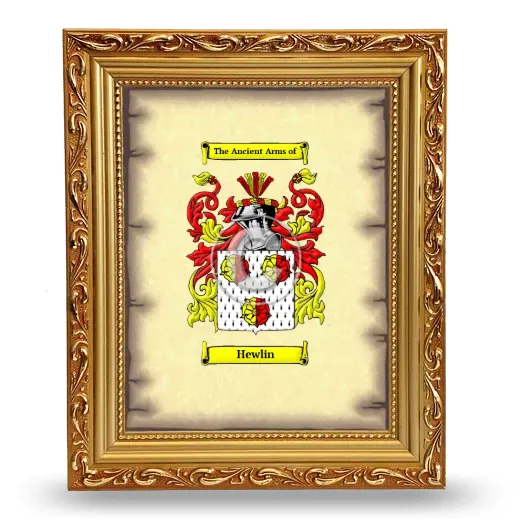 Hewlin Coat of Arms Framed - Gold