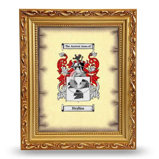 Heylins Coat of Arms Framed - Gold