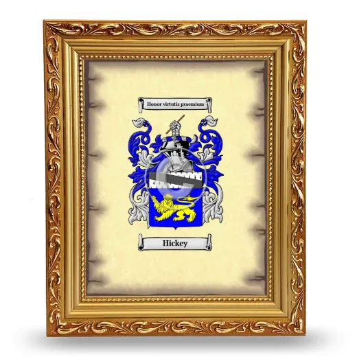 Hickey Coat of Arms Framed - Gold