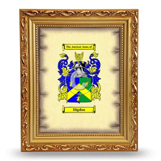 Higdon Coat of Arms Framed - Gold