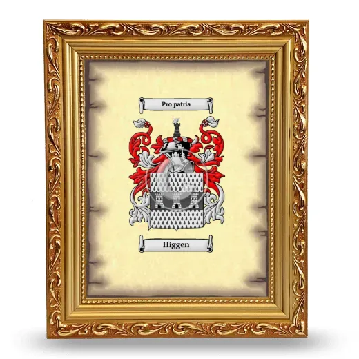 Higgen Coat of Arms Framed - Gold