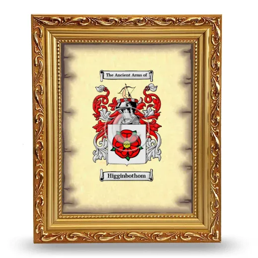 Higginbothom Coat of Arms Framed - Gold