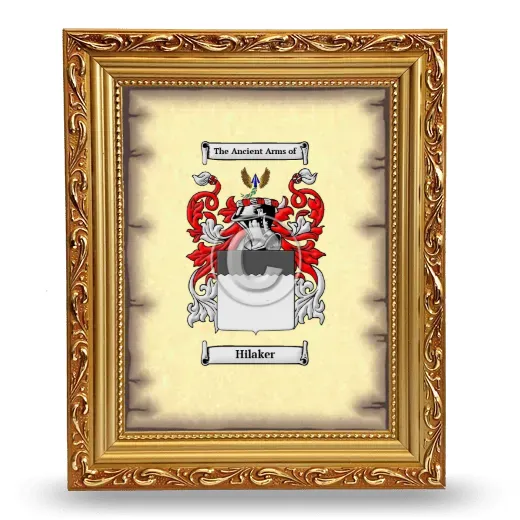 Hilaker Coat of Arms Framed - Gold