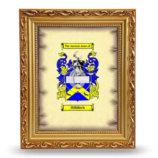 Hillditch Coat of Arms Framed - Gold
