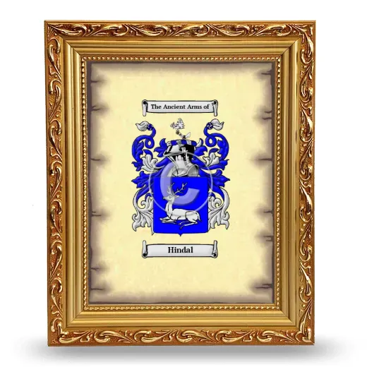 Hindal Coat of Arms Framed - Gold