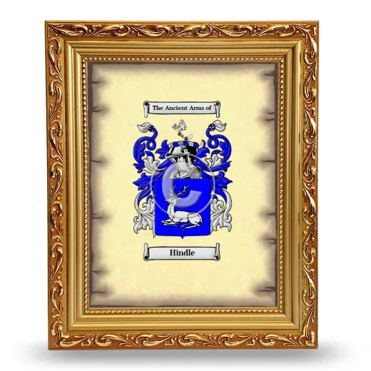 Hindle Coat of Arms Framed - Gold