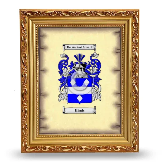 Hinds Coat of Arms Framed - Gold