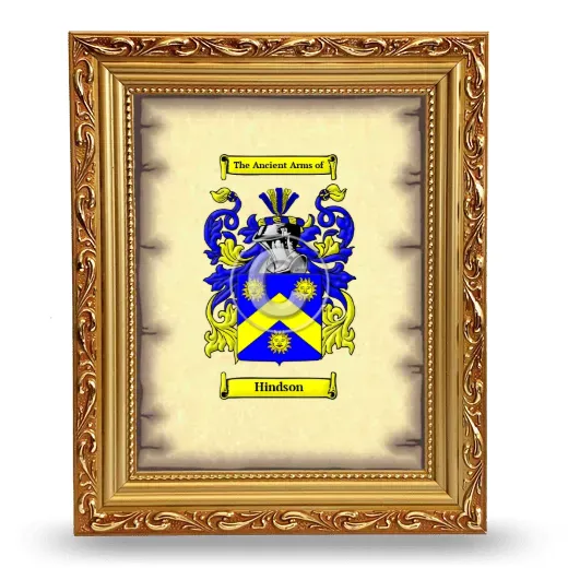 Hindson Coat of Arms Framed - Gold