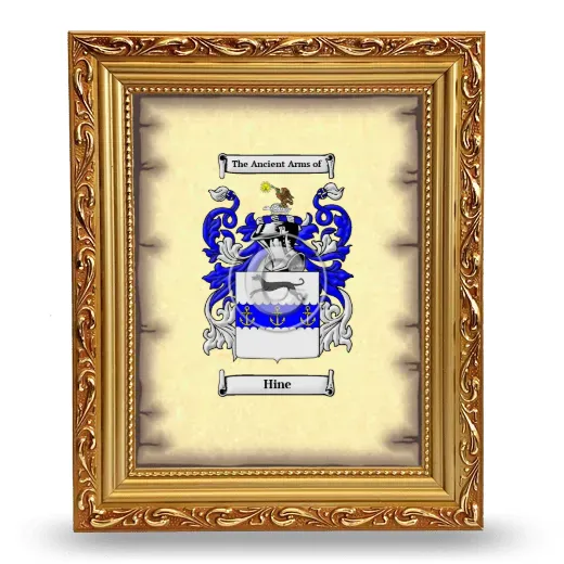 Hine Coat of Arms Framed - Gold