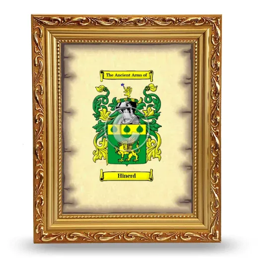 Hinerd Coat of Arms Framed - Gold
