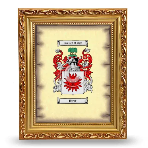 Hirst Coat of Arms Framed - Gold