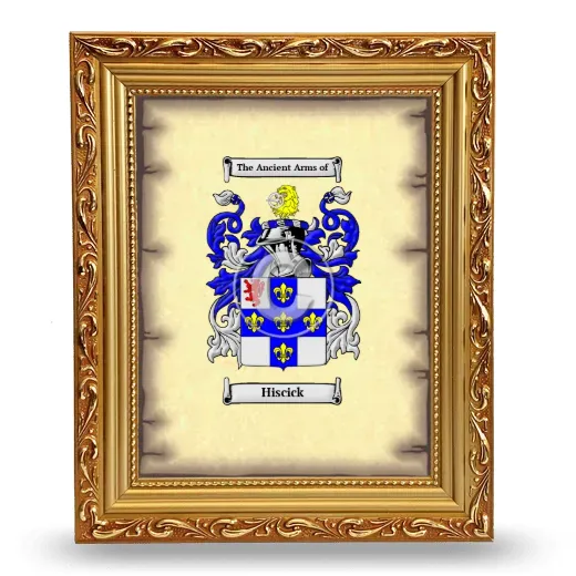 Hiscick Coat of Arms Framed - Gold