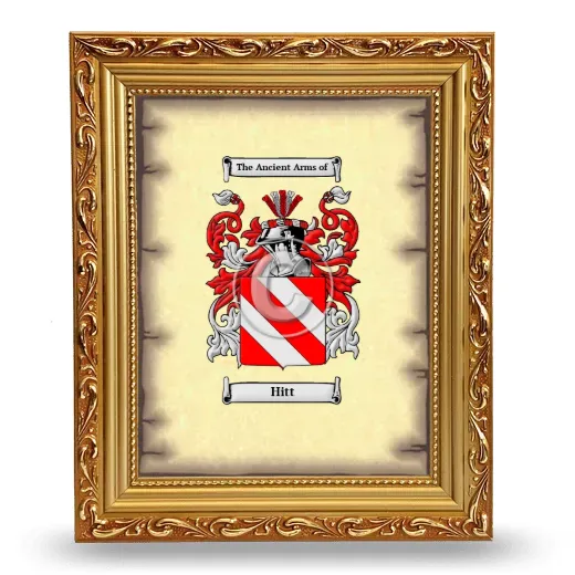 Hitt Coat of Arms Framed - Gold
